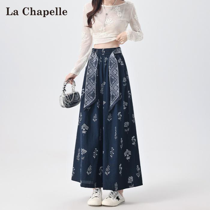 

Women s Silk Scarf Tie Wide-Leg Pants - Summer Drape, Printed, Slim Straight-Leg, Nine-Point Length. L [101-120 lbs]