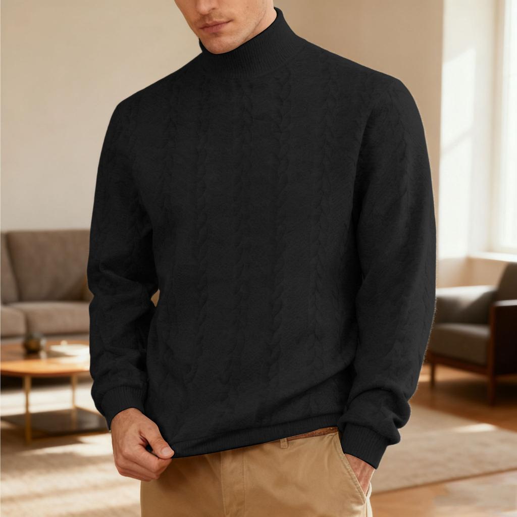 New Arrival Plus Size Men's High-Neck Sweatshirt Heavyweight Textured Jacquard Casual Thermal Sweatshirt