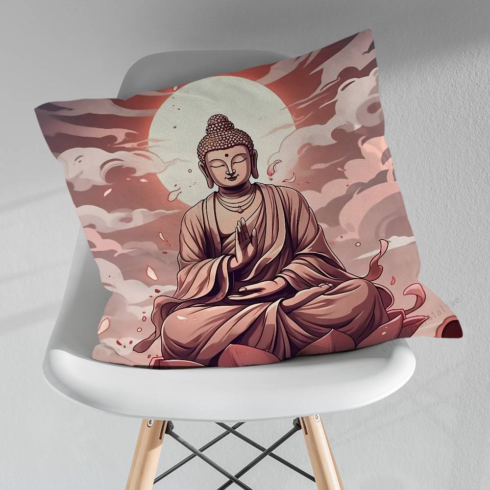 Cartoon Art Buddha Belief Pillow Case For 30x30cm45x45cm55x55cm For Home Bedroom Decoration And Protector