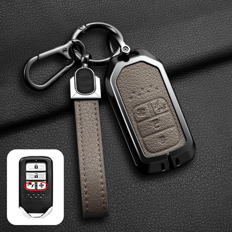 Carcasă Capac Cheie Mașină din Aliaj de Zinc și Piele pentru Honda Civic CRV HRV Accord Pilot Fit Freed Vezel Odyssey 2018 - 2022 Accesorii