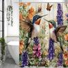 Kolibri Blumen Schmetterling Duschvorhang, Dekorativer Duschvorhang für Badezimmer, Wasserdichter Duschvorhang mit Haken