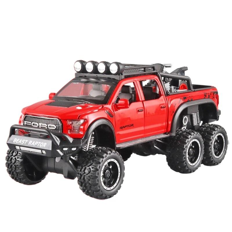 1/24 FORD Pickup Trucks for Boys F150 Raptor Diecast Metal Model Car with Sound and Light for Kids Age 3 Year and Up Blue