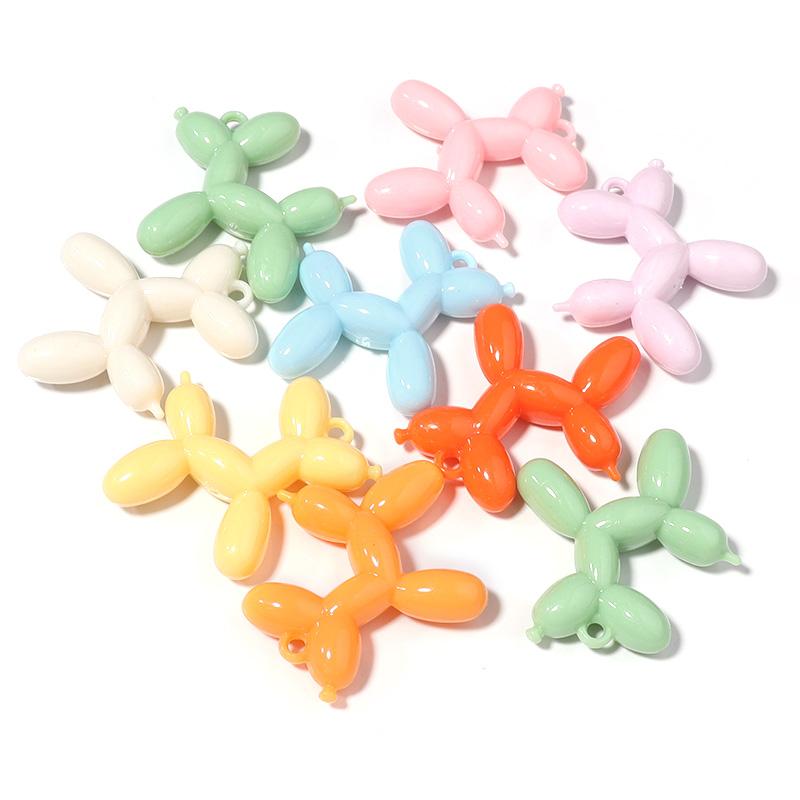 5Pcs Acrylic Pendant Plated Colored Cute Bubble Dog Pendant For DIY Men Women Earrings Necklace Jewelry Accessories Wholesale