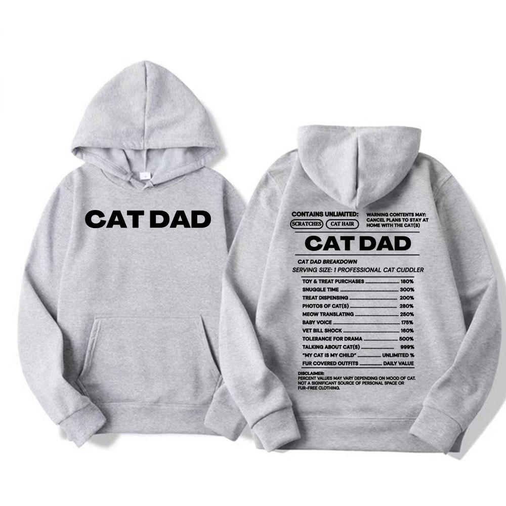 Funny Cat Dad Gift Meme Graphic Hoodies Men Women Fashion Vintage High Street Pullovers Casual Cotton Comfort Hoodie Sweatshirts