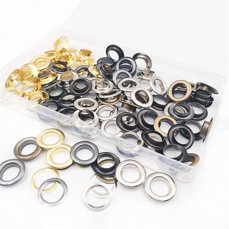 100 Set Grommets Tool Kits 12mm Grommets Eyelets with Setting Tool and Storage Box for Fabric Curtains Leather Clothes