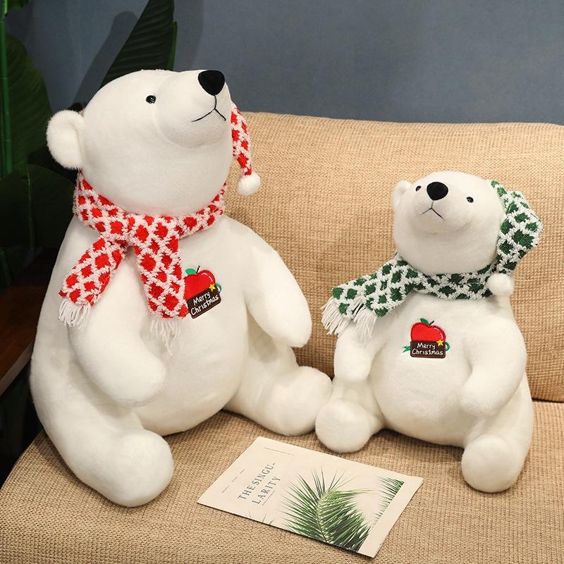 Cute Cute Christmas Polar Bear Doll Plush Toy White Polar Bear Doll Children Christmas Rag Doll