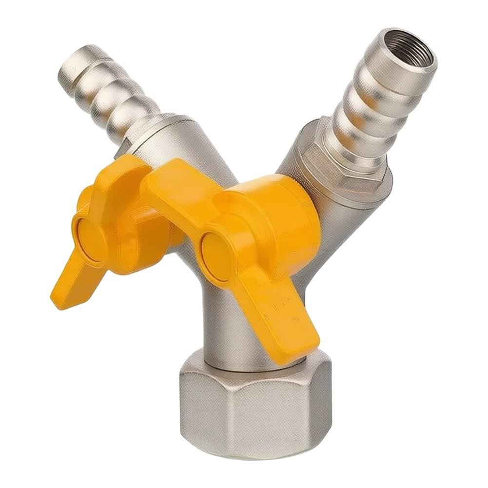 Copper Three-Way Y Valve for Gas Handling with Dual Control Points and Standard G1/2 Thread Size Compatibility