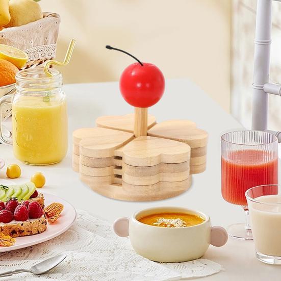 Firekløverformet underlag Varmebestandig Anti-skoldingsplassmatte Naturlige spisebrikker for varme gryter, boller og fat,