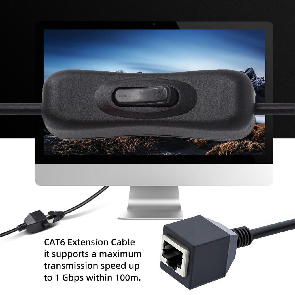 UT-025-0.6M RJ45 CAT6 8P8C STP UTP Male To Female Extension Cable with 304 Singal Switch Ethernet Network Patch Cord