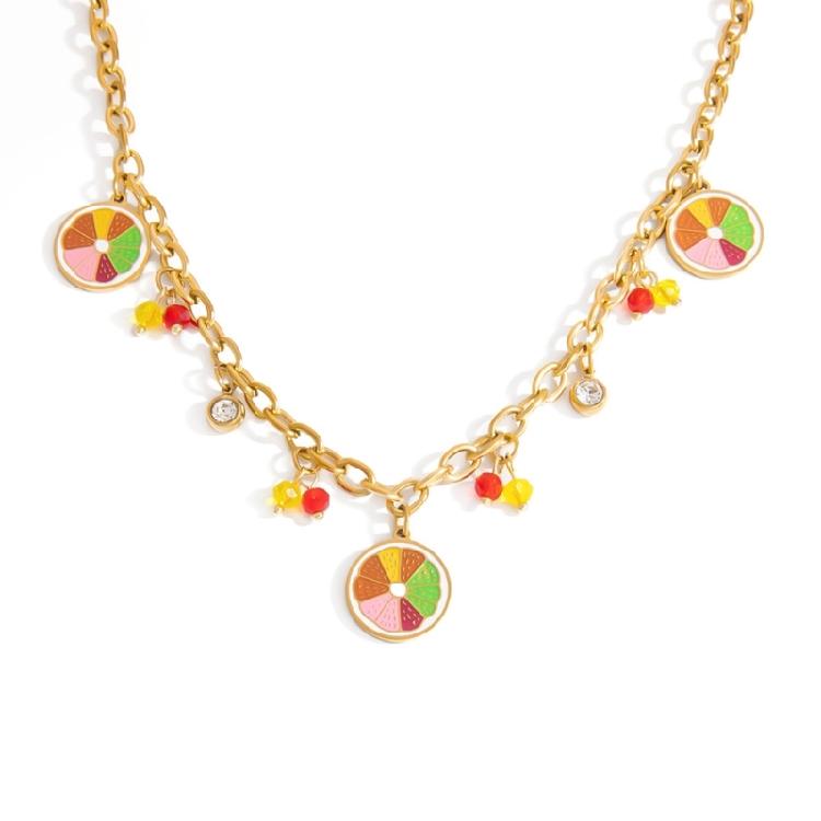 Elegant Country Fruit Charm Necklace Colorful Statement Neckchain Handmade Jewelry for Everyday and Special Occasions