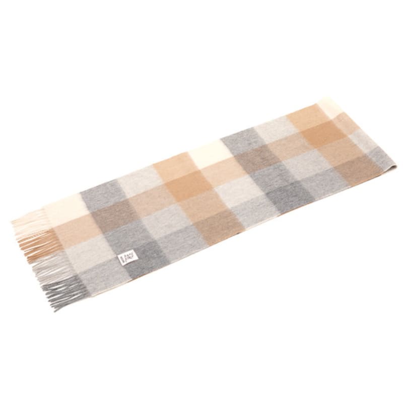 RECLOW RECLOW LAND 100% Kaschmir Karomuster Schal Grau