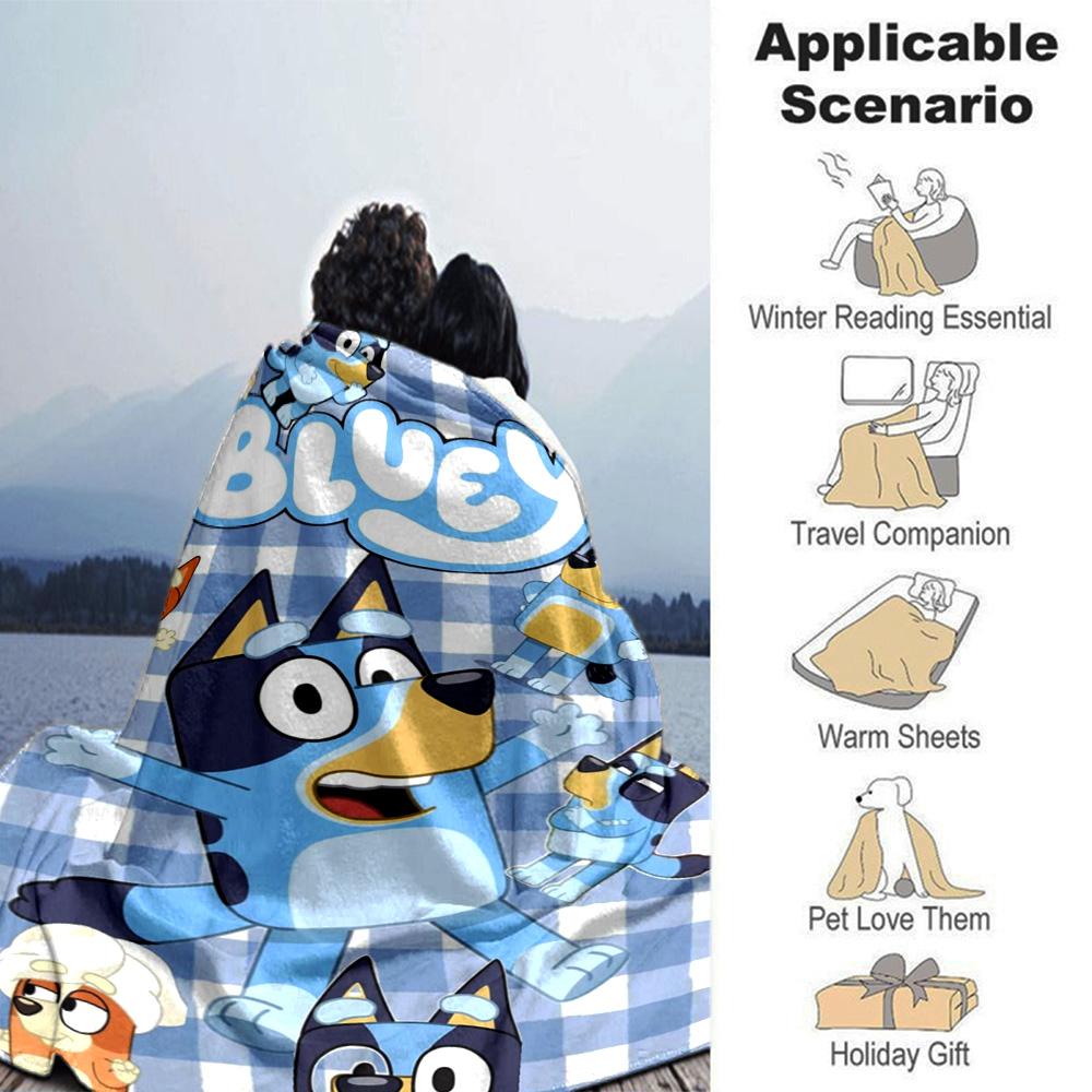 Bluey Print Flannel Blanket High Quality Warm Comfortable Cover for All Seasons Perfect for Gifts Home Decor