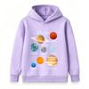 Kids Boys Girls Pullover Hoodie, Cute Solar System Planets Graphic Casual Long Sleeve Hooded Sweatshirt for Astronomy Space Lover Children Daily Wear