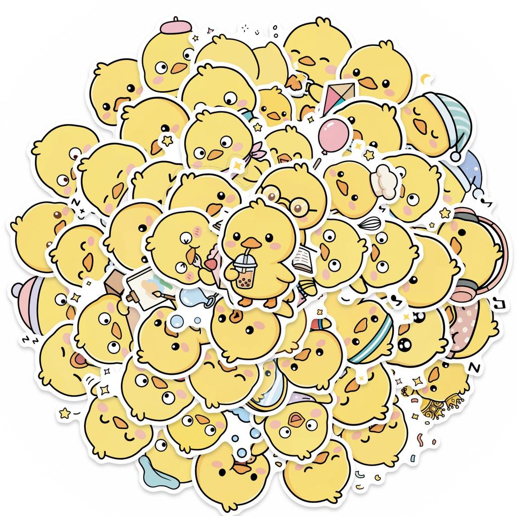 50 Cute Little Yellow Duck Stickers Diy Storage Box Suitcase Mobile Phone Stickers Cartoon Decoration