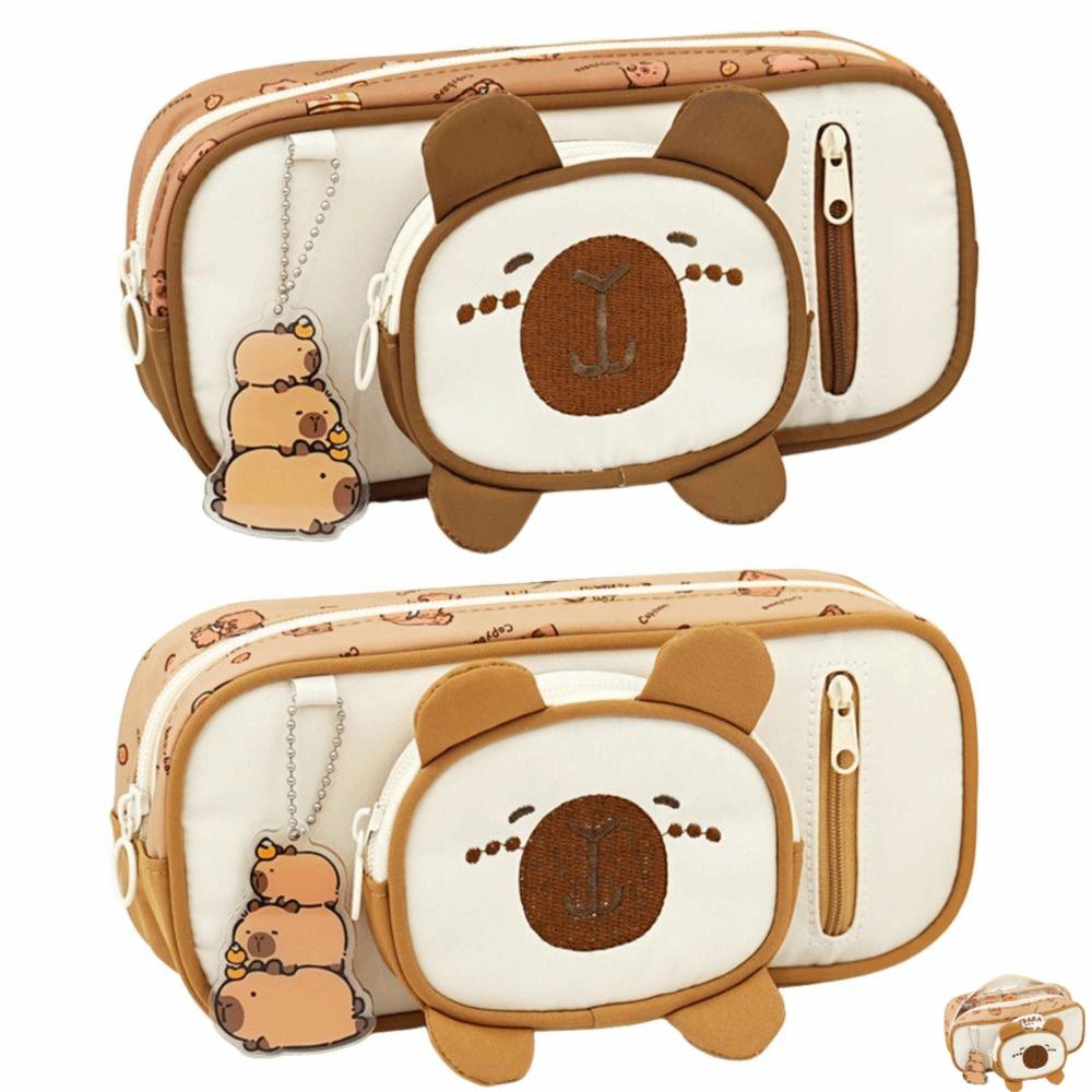 Large Capacity Pen Bags Cartoon Pencil Pouch Kawaii Capibara Pencil Case  School Supplies