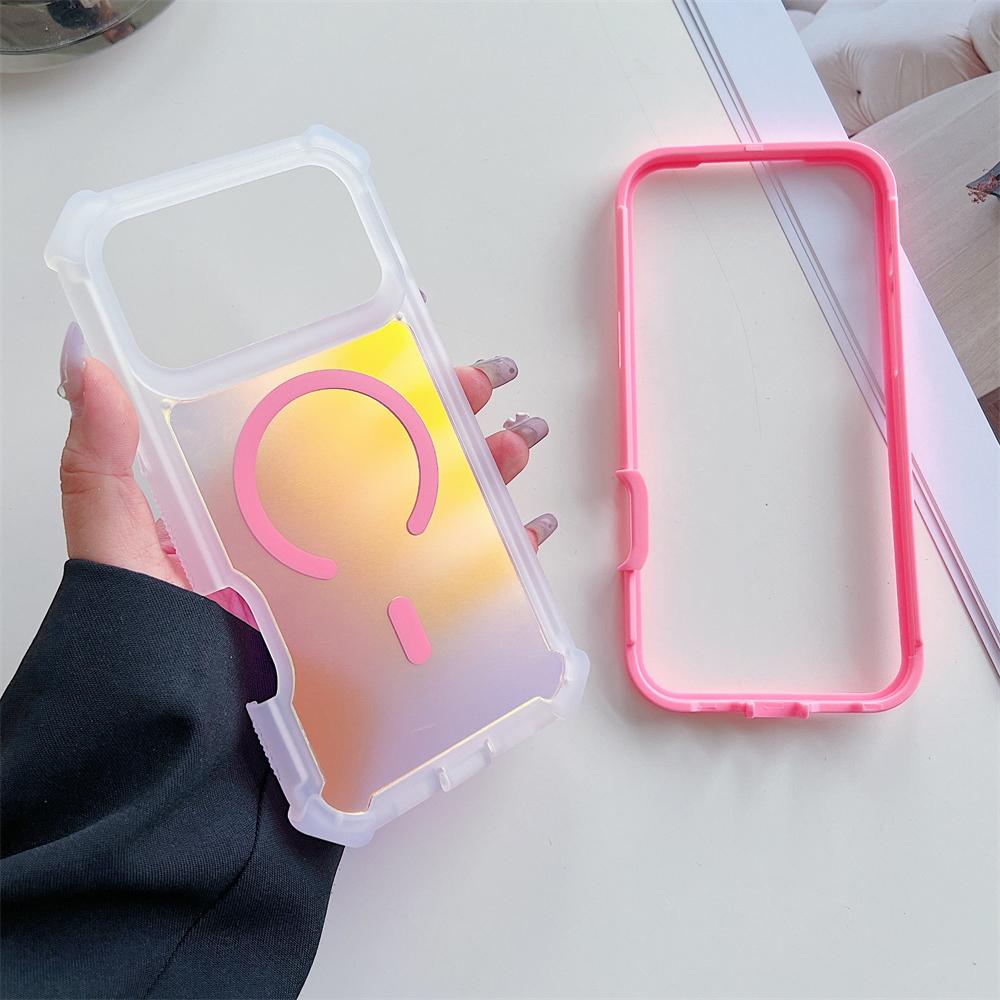 Stoßsichere Magnetische Laser Blendende Handyhülle für iPhone 17 Air Pro 17 Pro Max Doppelt Bunte Kamera Stoßfänger Schicht Rüstung Abdeckung