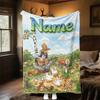 Custom Name Country Music Animal Picnic Flannel Blanket Super Soft Warm Cozy Blanket For Sofa Bed Office Travel Allseason Home Decor Gift