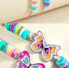 Hot-Selling Cartoon Beaded Bracelet Set: Colorful Unicorn, Butterfly, and Dinosaur Designs for Kids with Polymer Clay Flowers