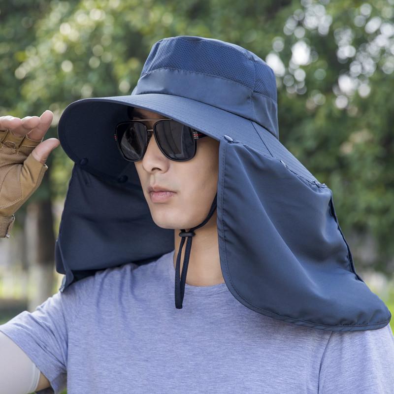 Big-brimmed sun hat men's trend summer sun protection outdoor breathable fishing cool hat bucket hat women's face hat