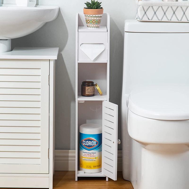 Multi-Layer Wooden Bathroom Storage Shelf and Cabinet
