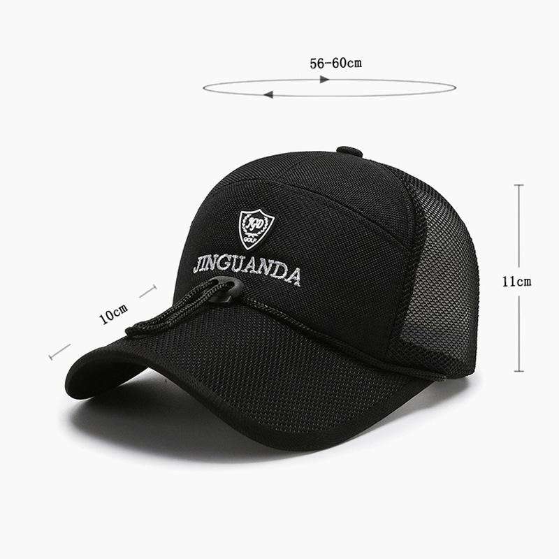Men's Summer Outdoor Sun Hat Quick-Drying Breathable Mesh Cap Drawstring Baseball Cap Fishing Sunshade Sunscreen Cap