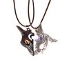 2PCS Antique Silver-plated Necklace Couple Vintage Style League of Legends Peripheral Sheep and Wolf Pendant Jewelry