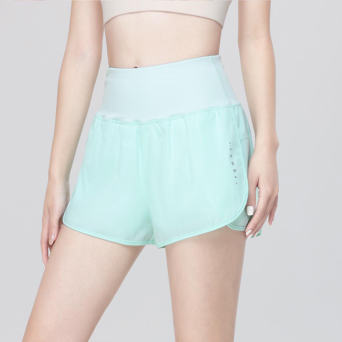 Women s Quick-Dry Anti-Exposure Yoga Shorts - Two-Piece Design, Running/Fitness, Thin Three-Quarter Length 3XL мятно-зеленых шорт