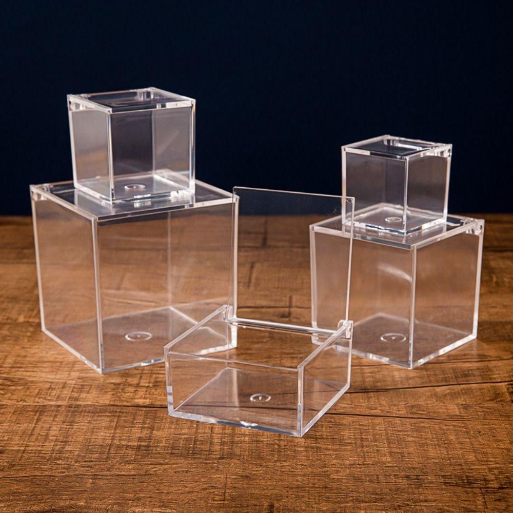 Organizer Square Cube Acrylic Box With Lids Transparent Case Clear Cube Box Stackable Design Storage Box Jewelry Storage