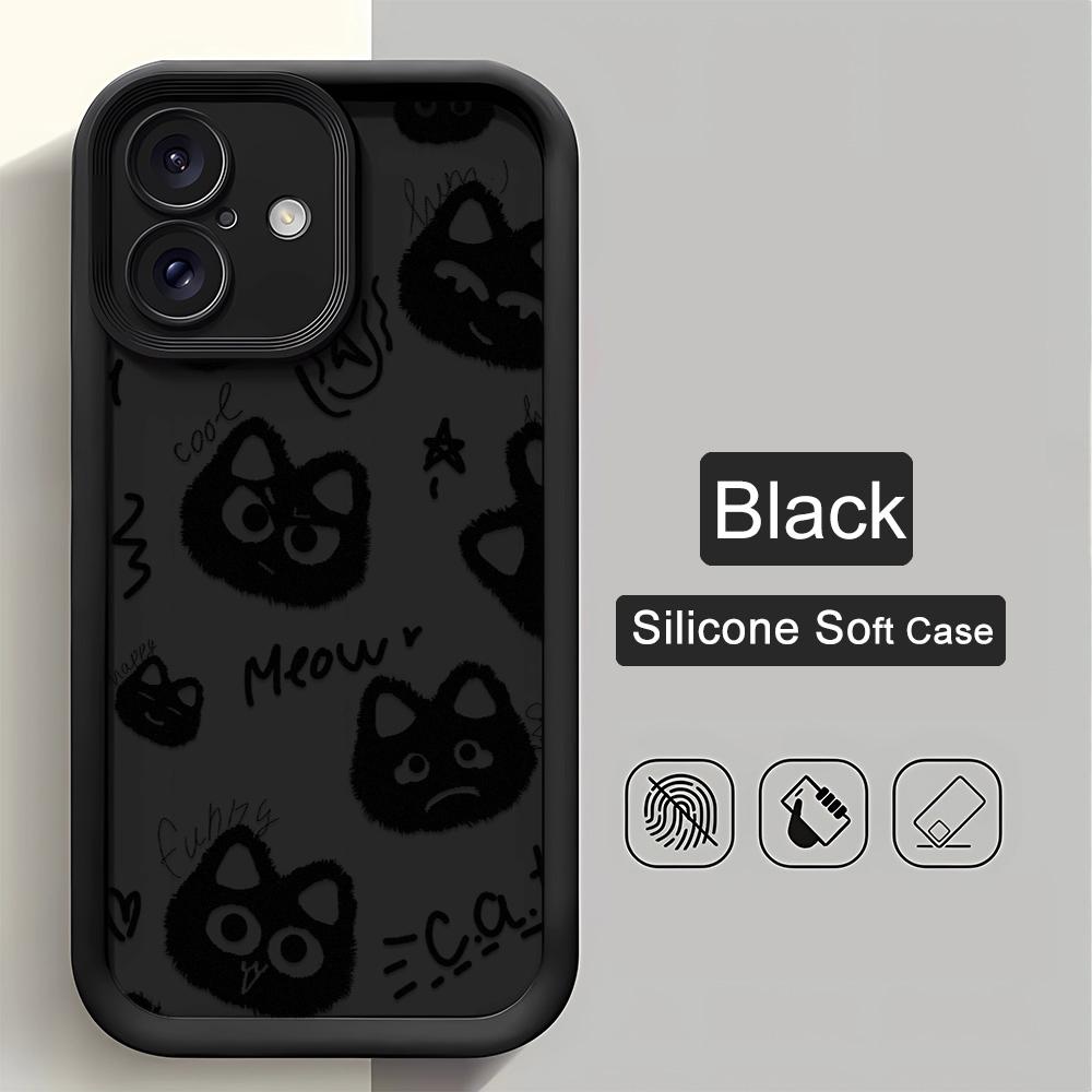Cute Cartoon Cat Phone Case iPhone 15 Pro Max 11 12 13 16 14 Plus Silicone Shockproof Case Lens Protector Shell