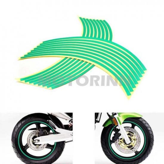 Fits Kawasaki NINJA Motorcycle Rim Sticker Reflective Stripe Wheel Decals Green