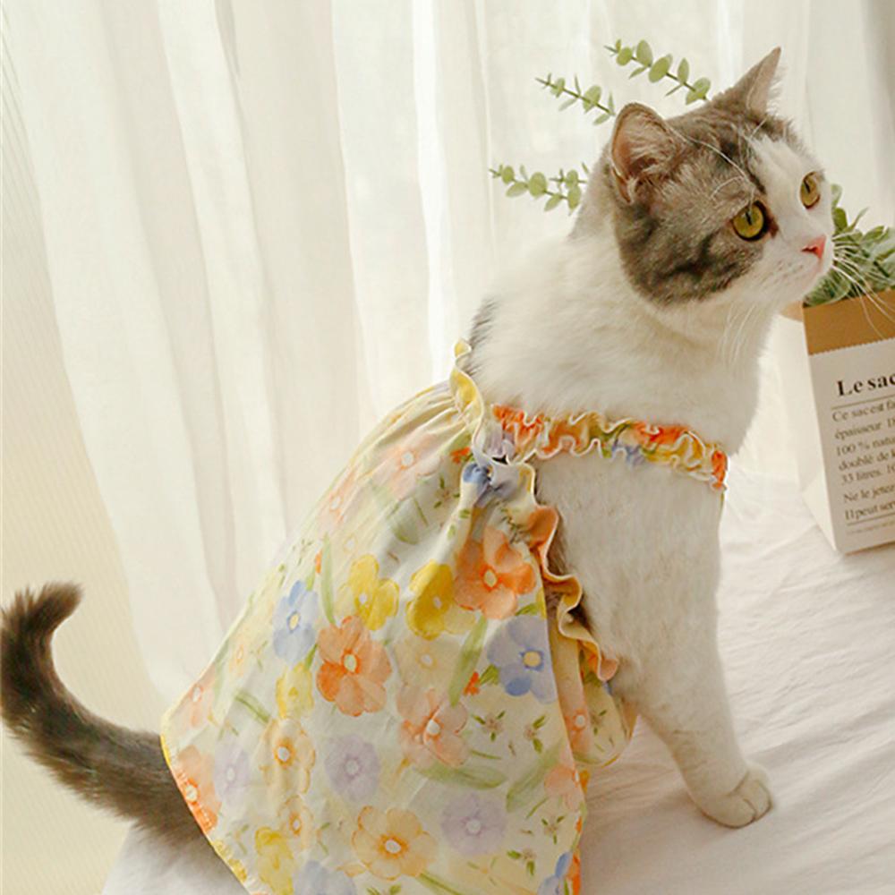 Gonna a salopette in cotone estiva per gatti Sphynx Fiore d'amore Vestiti da principessa per animali domestici per gatti Gotas Katten Kedi Vestito per cani vestiti per animali domestici
