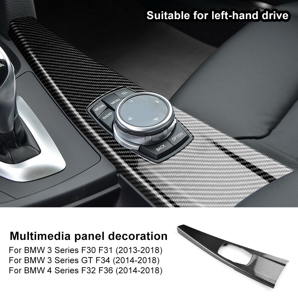 ABS Carbon Fiber Texture for BMW 3 4 Series 3GT F34 F30 F31 F32 F33 F36 2014 2018 320i Multimedia Panel Center Gear Shift Stick