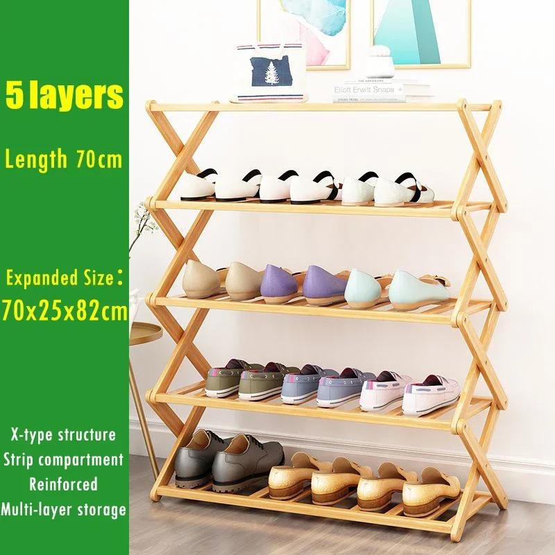 Multilayer Bamboo Folding Shoe Rack Entrance Hallway Storage Shelf Home Furniture Shoes Cabinet Space Saving Organizer