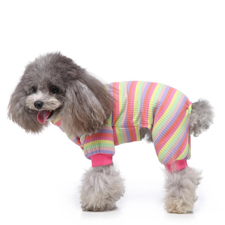 Roupas para animais de estimação roupas para casa listrado roupas para cães pijamas de gola alta roupas para cães de estimação roupas de quatro patas