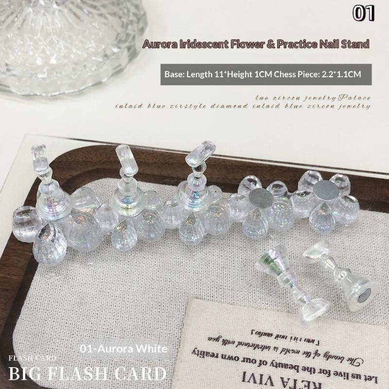 Magnetic Acrylic Nail Art Practice Stand Flower Shape Nail Tips Display Holder Salon Manicure Tool