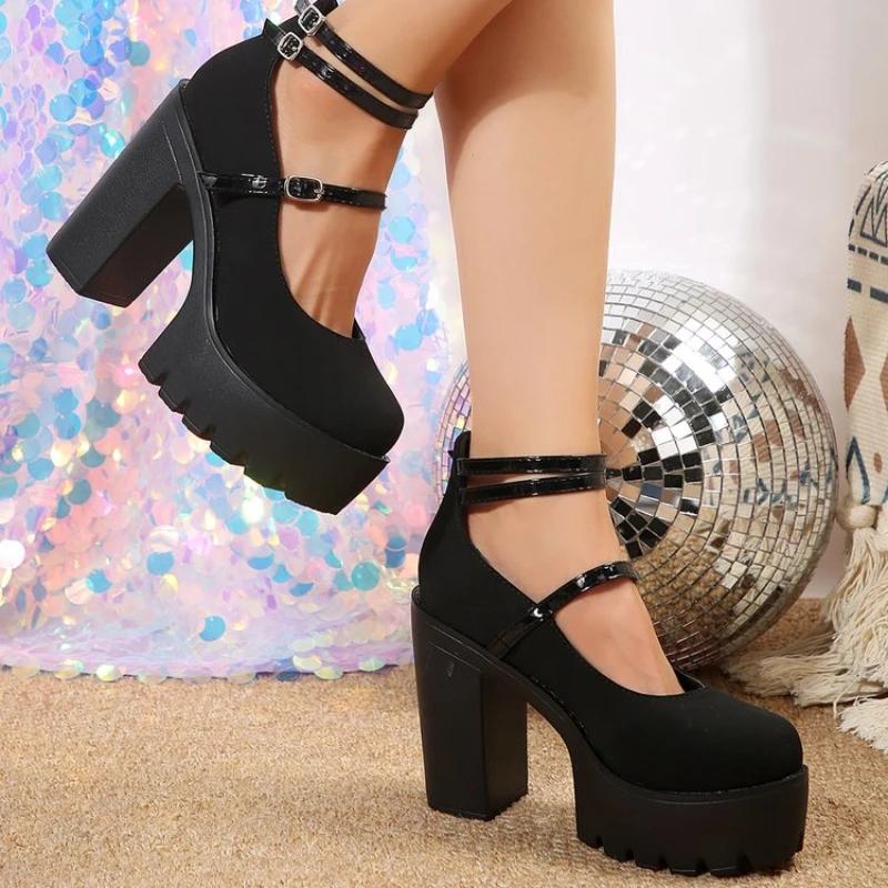 Fashion Women Sandals 2025 Mary Janes Shoes Platform Fashion High Heel Women Spring Autumn New Lolita Shoes Chunky Pumps Zapatos Mujer