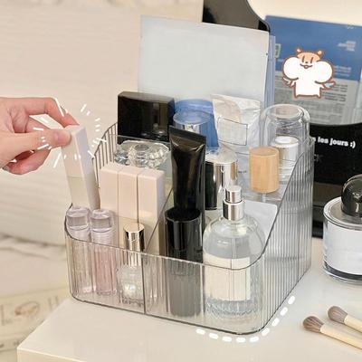 Desktop Fünf-Gitter Aufbewahrungsbox, Transparenter Trapezförmiger Acryl Schminktisch, Haushalts Lippenstift- und Kosmetik-Sortierbox