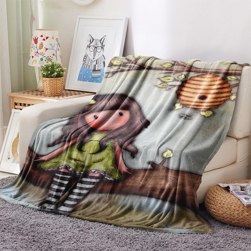 1PC Santoro Print Flannel Blanket, High quality Comfortable for All Seasons, Home Decor, Warmth and Comfort, Perfect for Christmas Gifts141