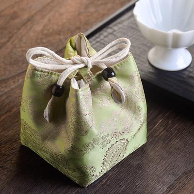 1pc Tea Set Storage Bag Chinese Woven Brocade Tea Cup Bag Vintage Printed Teapot Cloth Bags Portable Travel Master's Cup Sacks