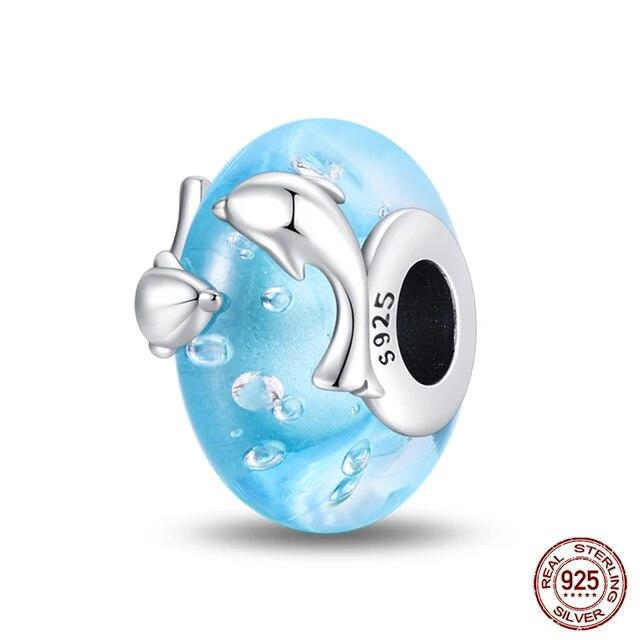 100 %925 Sterling Silver Colorful Butterfly Flower Luminous Glass Charms Beads Fitfashion Original Bracelets Fine Diy Jewelry