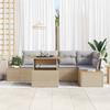 Garden Sofa Set with Storage 6 pcs Beige Poly Rattan