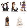Wooden Halloween Wooden Decor Handicraft Witch Pumpkin Ghost Bat Ornaments Long-lasting Happy Halloween Table Decoration