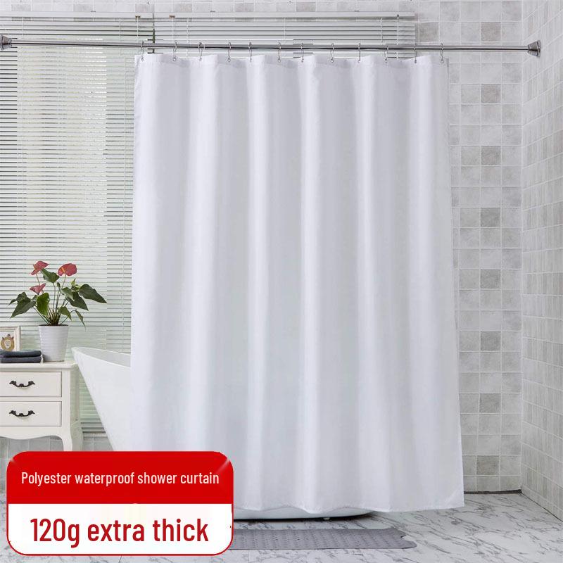 Thickened Waterproof Polyester Shower Curtain - Mildew-Proof Solid Color for Bathrooms and Hotels