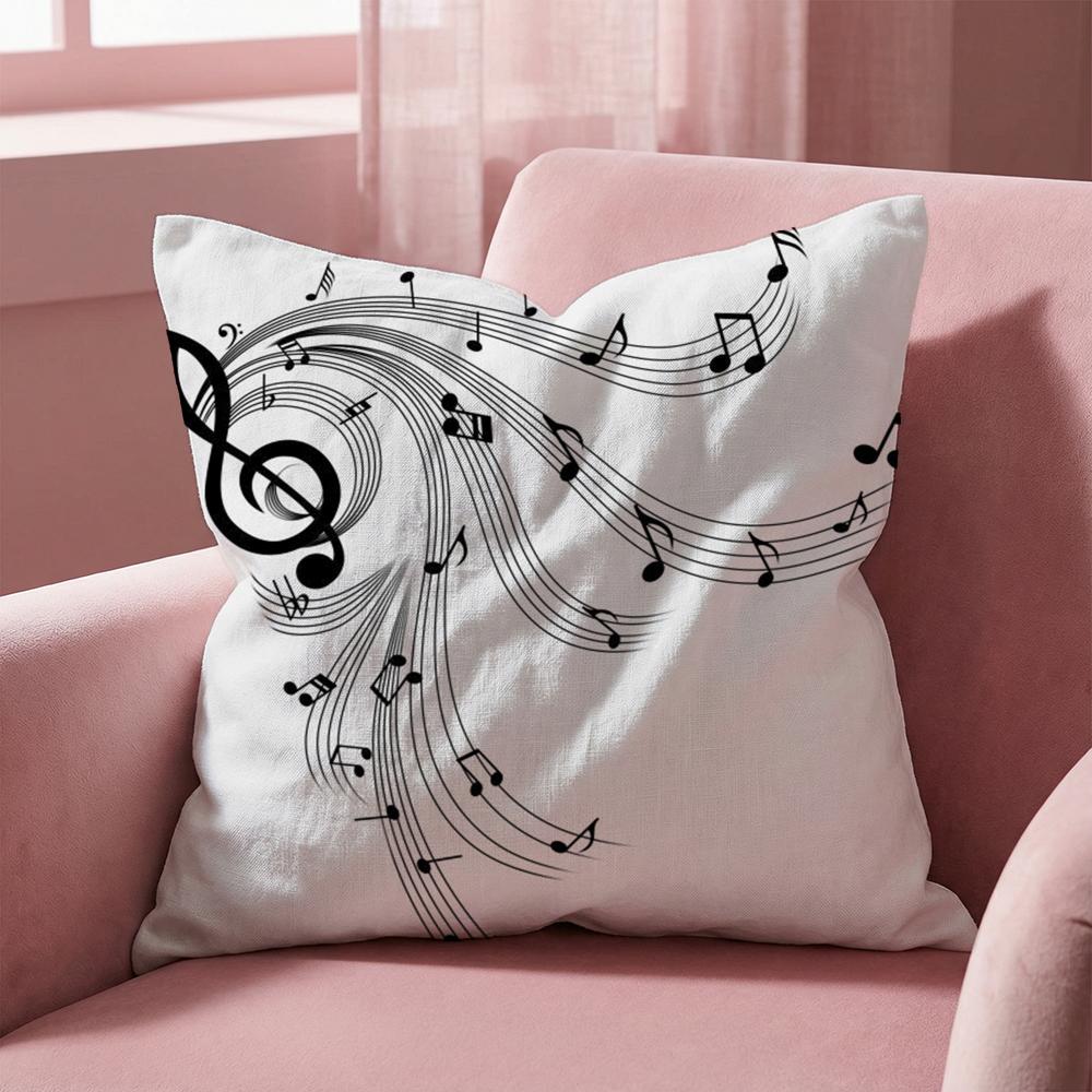 Sheet Music Printing Cushion Cover Multi-Scene Pillow Cover for Home & Car - Reversible, Soft & Durable for Daily Use