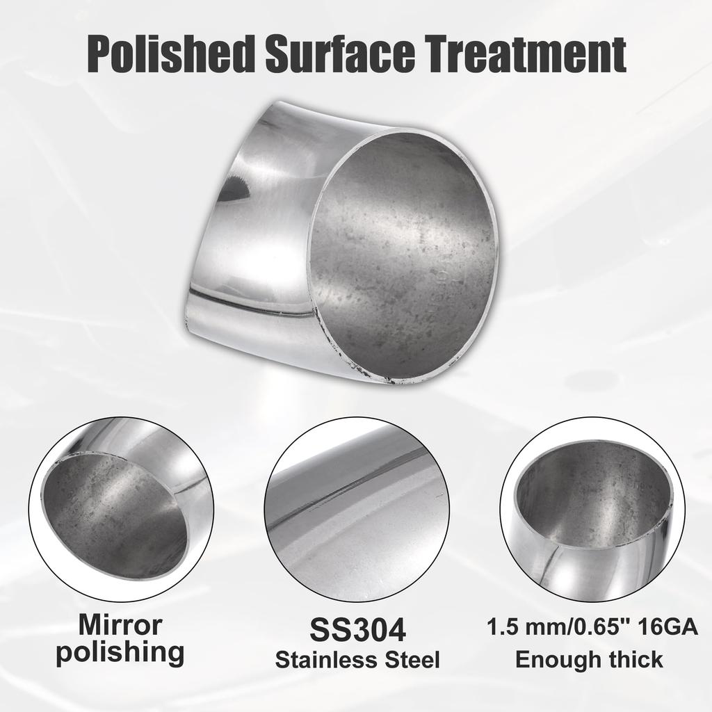 uxcell SS304 45 Degree Mandrel Bend Elbow Exhaust Pipe Stainless Steel Bend Pipe Modified
