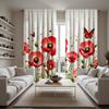 2 szt. zestaw HD Różowy kwiat motyl dekoracyjna zasłona Czerwone wiązanie zasłona z nadrukiem cyfrowym Dekoracja w stylu Dekoracja salonu