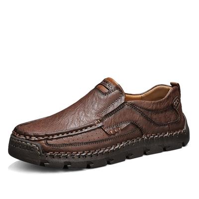 Men‘s Moccasins Handmade Stitching Leather Casual Comfortable Men Loafers Slip On Leather Shoes Flats Hot Sale Walking Shoes