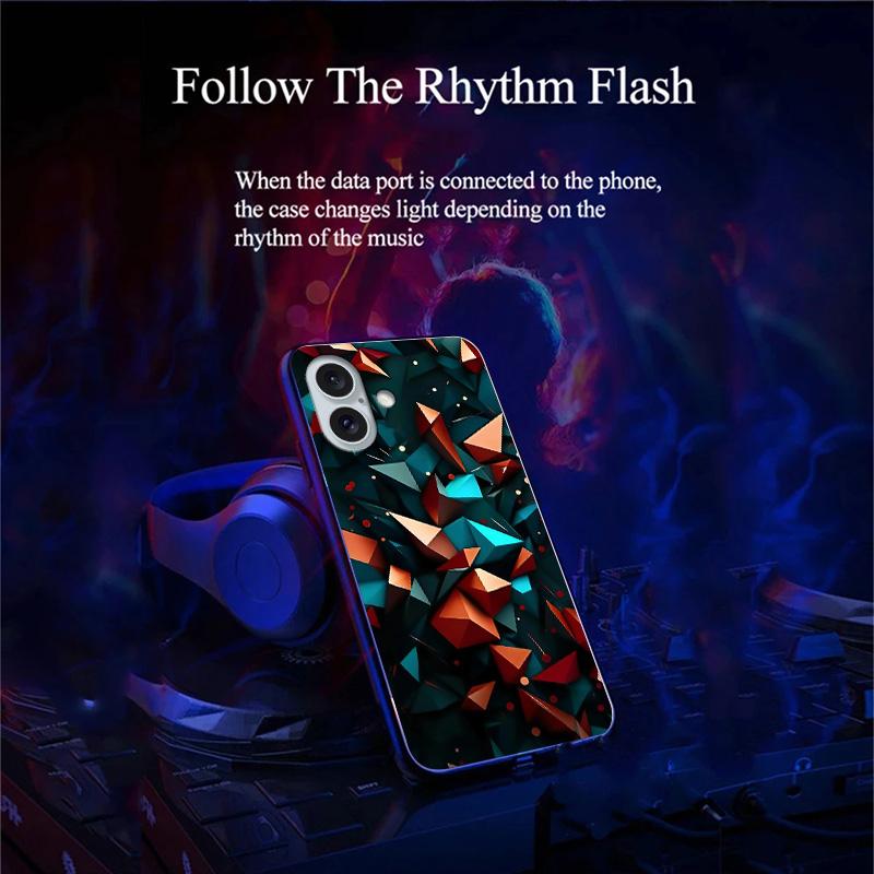For iPhone 16 Case Call Flash Series Pattern Printing Tempered Glass+TPU Combo Phone Case