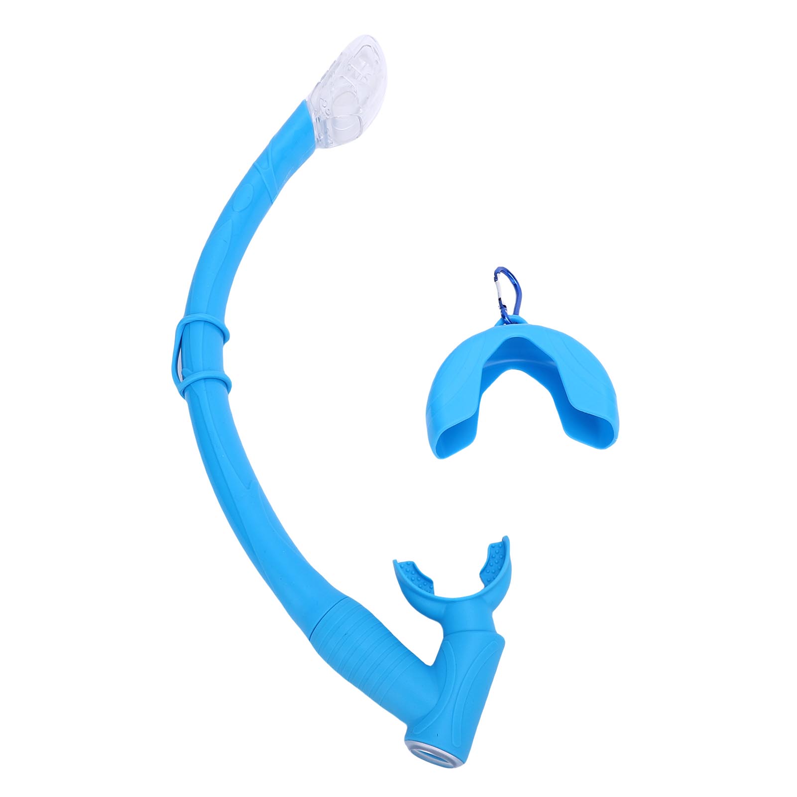 

Freediving Snorkel 2 in 1 Silicone Streamlined Soft Flexible Roll Up Folding Snorkel Tube for Scuba Diving Blue синий