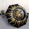 Golden Sun & Moon Celestial Mandala Wall Art Print Umbrella, Christmas Gift Y367